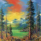 Mystic and Emerald, Canadian Rockies by Rod Charlesworth, oil on canvas, sold Nov 2017