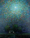 Steve Coffey, Moon Cabin and Trees, acrylic on canvas