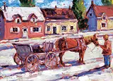 Village Scene [Que.] by Rod Charlesworth, oil on wood board, sold Nov 2017
