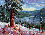 Similkameen Blue by Rod Charlesworth, oil on wood board, sold Nov 2017