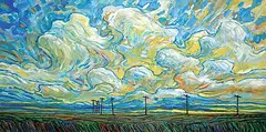 Steve Coffey, Summer Poles and Swimming Sky, 2014, acrylic on canvas