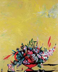 Toller Cranston, Lemon Afternoon Tea, 2011, oil on canvas