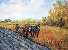 Georgia Jarvis, A Walking Plough, oil on wood board