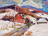 Louise Lecor Kirouac, Un Brin De Jasette En Passant, QC, oil on canvas