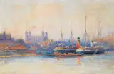 Farquhar McGillivray Strachan Knowles, Evening on the Thames, 1892, watercolour on paper