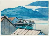 Walter J. Phillips, The Waterfront, Alert Bay, British Columbia #232/250, 1928, colour wood block on paper