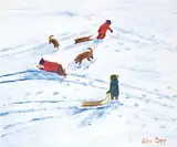 Untitled - Snow Day by Allen Sapp, acrylic on canvas, sold Nov 2017