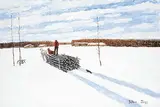 Allen Sapp, Bringing Home A Load of Wood, acrylic on canvas