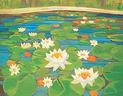 Water Lillies by John Harold Thomas Snow, 1981, oil on canvas, sold Nov 2017