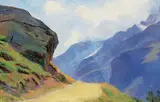 Charles Jones Way, Study of an Alpine Track, oil on canvas board