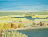 Edith Jean Richards, Untitled - Spring Comes to the Wetlands, acrylic on wood board