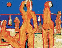 Herbert Johannes Joseph Siebner, Body Beach, Punta del Este, 1986, mixed media on wood board