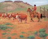James Reid, Untitled - Off to Market, oil on wood board