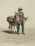 Richard Audley Freeman, Prospector and Friend, oil on wood board