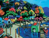 Christine Reimer, Cowichan Bay Boat Houses, acrylic on canvas