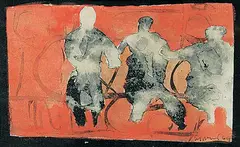 Herbert Johannes Joseph Siebner, The End of the Line, 1964, hand coloured lithograph on paper