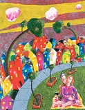 Picnic in the Park by Ferdinando Nichola Spina, acrylic on canvas board, sold Nov 2017