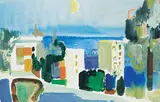Willi Ulfig, Untitled - Waterfront Town, 1960, watercolour on paper