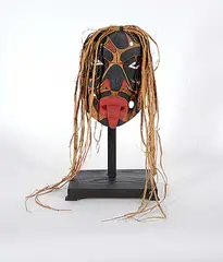 Shaman in Trance by Andy Bruce, painted wood sculpture, sold Oct 2017