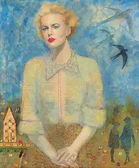 Harriet Hiemstra, Standing in Sunshine, mixed media on wood board