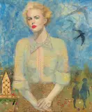 Harriet Hiemstra, Standing in Sunshine, mixed media on wood board