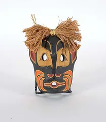 Jack James, Untitled - Small Black West Coast Mask, painted wood carving