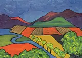 Elizabeth Laishley, Checker Board Scenery, acrylic on canvas