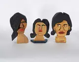 Philip Melvin, Three Residential School Sisters, painted wood carving