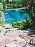 Alice Saltiel-Marshall, Grassi Lakes [From the Gully Near Canmore], 1995, oil on wood board
