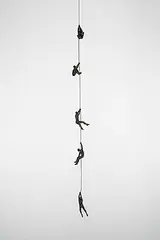 Bill Starke, Untitled - Climbing to the Top, bronze and wire hanging sculpture