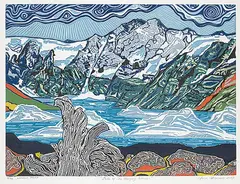 June Thomsen, Lake of the Hanging Glacier #9/92, 2009, colour wood block on paper