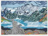 June Thomsen, Lake of the Hanging Glacier #9/92, 2009, colour wood block on paper