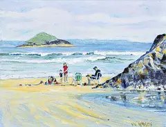 Vic Wilson, Picnic at Long Beach, acrylic on canvas board