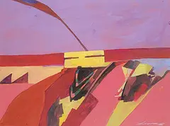 Linus Woods, Untitled - Abstract Landscape, mixed media on paper
