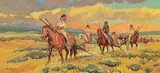 Sheryl Lamar Bodily, Untitled - Travellers At Dusk, oil on canvas