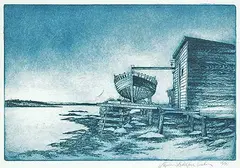 Baie Verte 'Boat in the Making' #36/75 by Stephen Britton Osler, etching on paper, sold May 2017