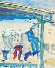 Freda Pemberton Smith, #3 Clothesline, watercolour on paper