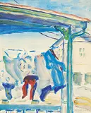 Freda Pemberton Smith, #3 Clothesline, watercolour on paper
