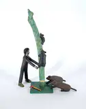 Ewald  Rentz, Untitled - The Lumberjack, the Beavers and the Bears, painted wood sculpture
