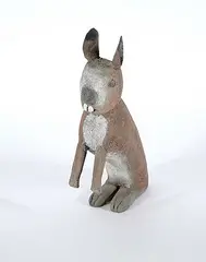 Ewald  Rentz, Untitled - Brown Rabbit, painted wood sculpture