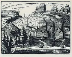 Margaret Shelton, Bankview #12/50, 1941, lino block on paper