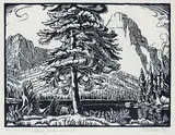 Lower Waterfowl Lake #45/100 by Margaret Shelton, 1949, lino block on paper, sold May 2017