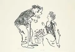 Harold Town, Chaplin and Cherrill in City Lights #67-137, 1971, lithograph on paper