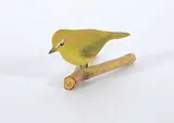 Rich Arts, Orange-Crowned Warbler, painted wood carving