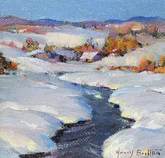 Harry Britton, Untitled - Winter Stream, oil on canvas board