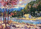 Near Rock Creek by Rod Charlesworth, oil on wood board, sold Apr 2017
