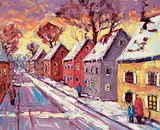 Winter Light [Que.] by Rod Charlesworth, oil on wood board, sold Apr 2017