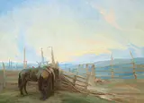 Orestes de Grandmaison, Summer Sunset, Foothills Sunset, Alta., oil on canvas board