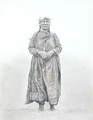 Henri de Groot, Native Elder, graphite on paper