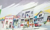 Mark Farand, Untitled - Post Office, watercolour on paper